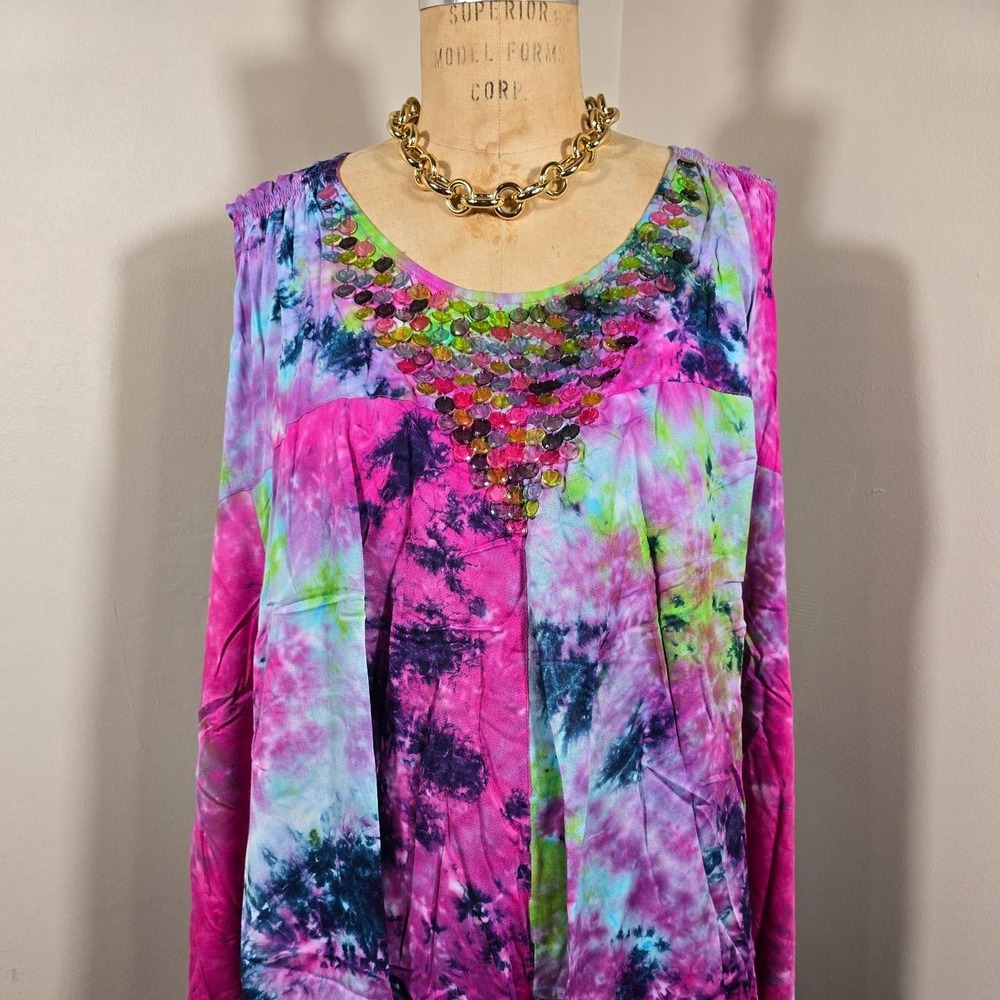 Denim 24/7 tie-dye embellished top size 32W